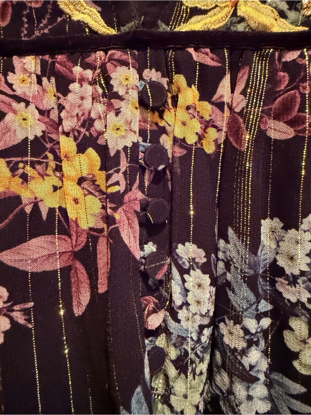 Anthropologie Vineet Bahl Women’s Small Floral Embroidered Metallic Boho Blouse - Picture 9 of 16